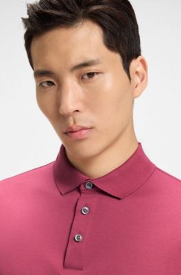 Regular-fit polo shirt in mercerized Italian cotton, Pink