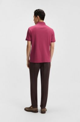 Regular-fit polo shirt in mercerized Italian cotton, Pink
