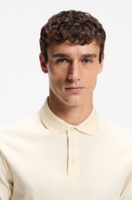 Polo en coton merceris&eacute;, Jaune clair