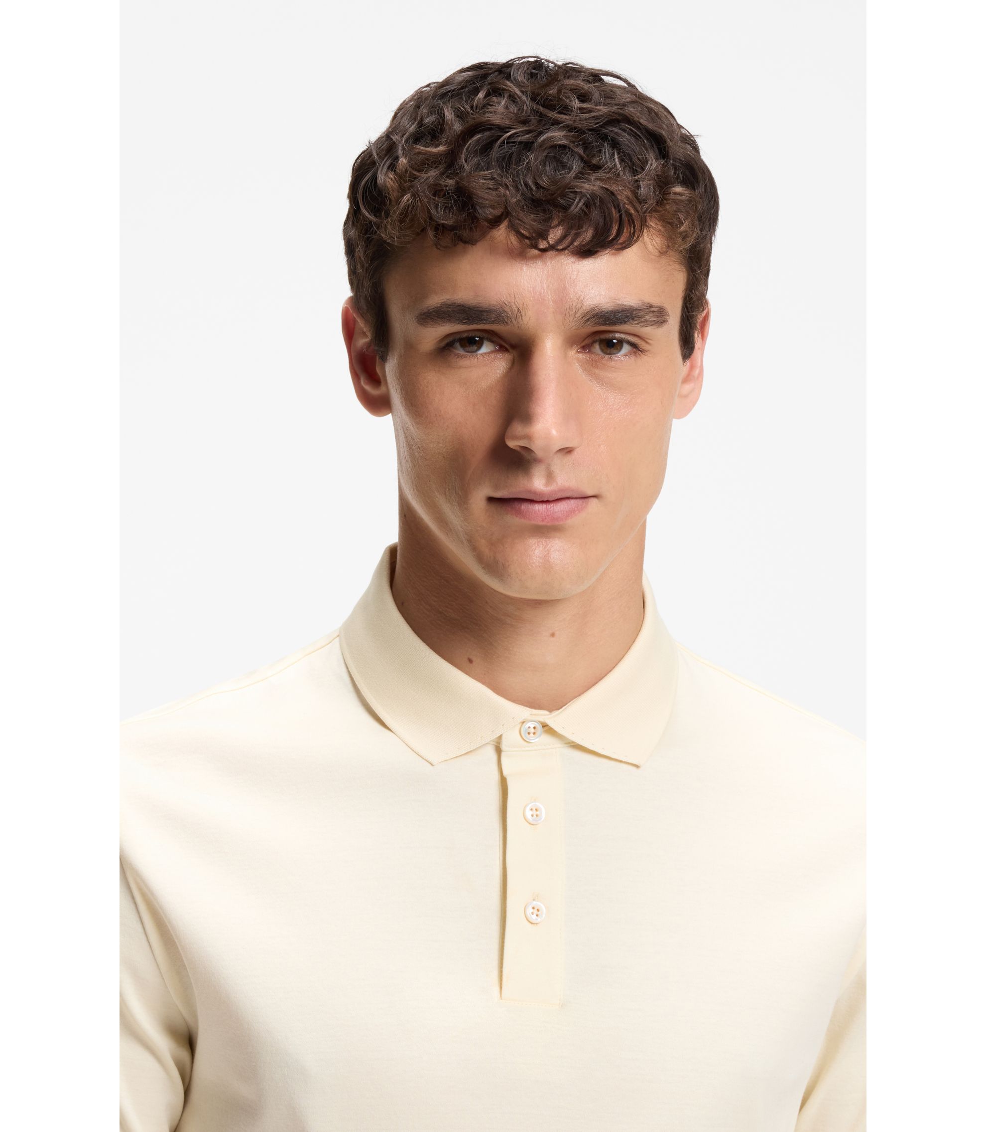 BOSS - Regular-fit polo shirt in mercerized Italian cotton - Light