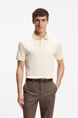 Polo en coton merceris&eacute;, Jaune clair
