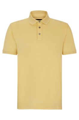 Hugo Boss Regular-fit Polo Shirt In Mercerized Italian Cotton In Light Yellow