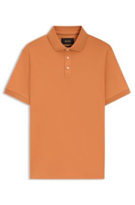 Polo regular fit de algod&oacute;n italiano mercerizado, Naranja