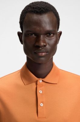 Polo regular fit de algod&oacute;n italiano mercerizado, Naranja