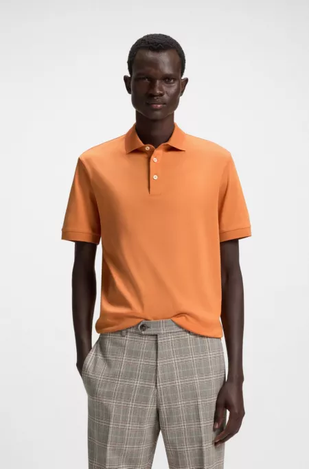 Regular-fit polo shirt in mercerized Italian cotton
