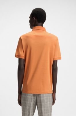 Regular-fit polo shirt in mercerized Italian cotton, Orange