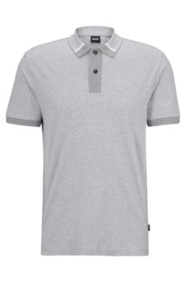 BOSS - Regular-fit polo shirt with two-tone micro pattern