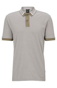 Regular-fit polo shirt with two-tone micro pattern, Light Green