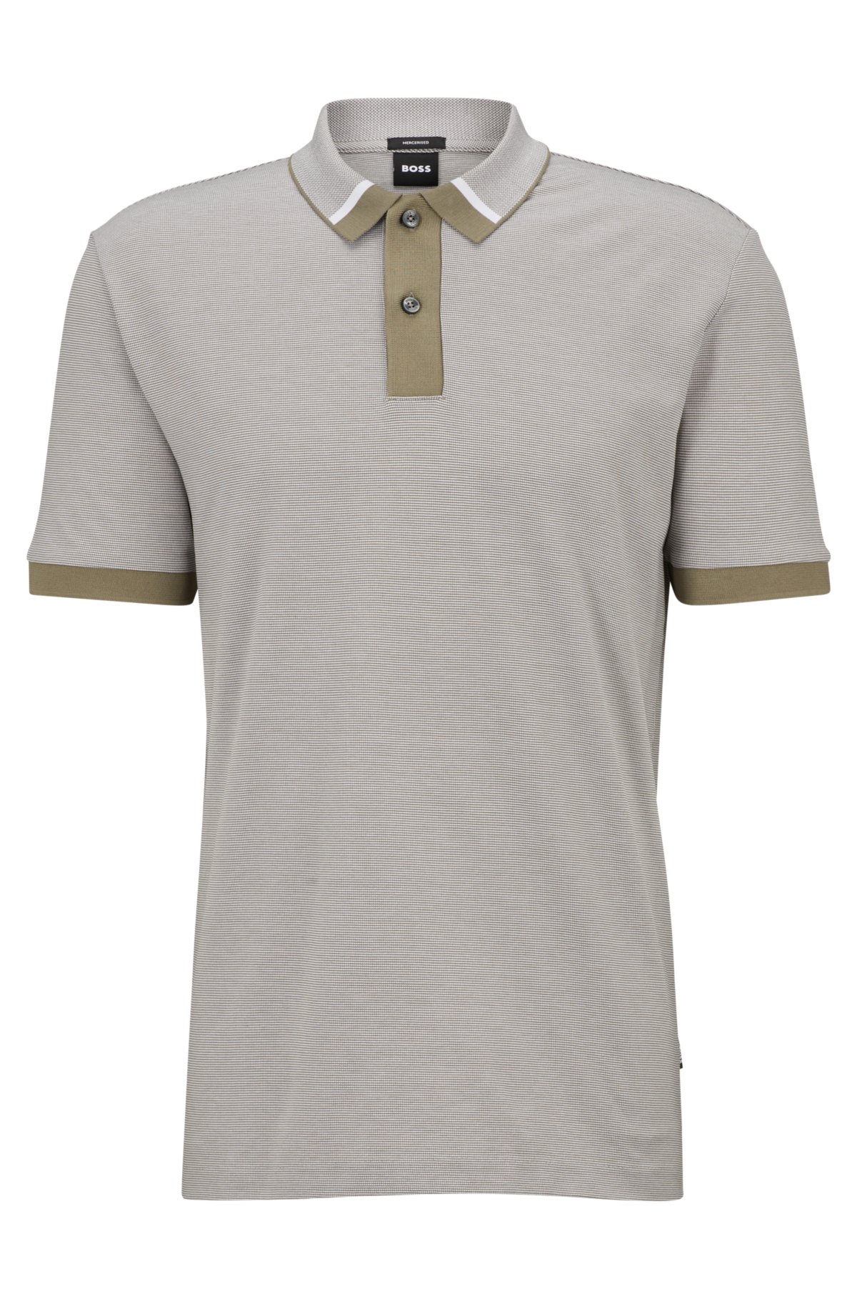 BOSS - Regular-fit polo shirt with two-tone micro pattern