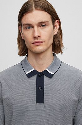 Regular-fit polo shirt with two-tone micro pattern