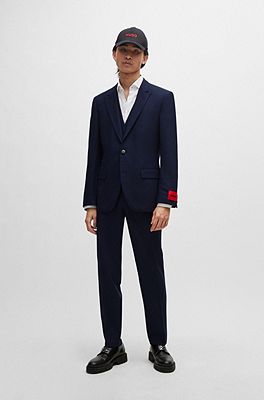 HUGO - Three-piece slim-fit suit in performance-stretch fabric