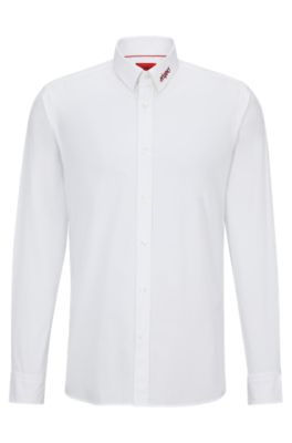 HUGO - Extra-slim-fit shirt in easy-iron cotton poplin