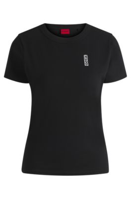 Pure-cotton T-shirt with marker-inspired logo, Black