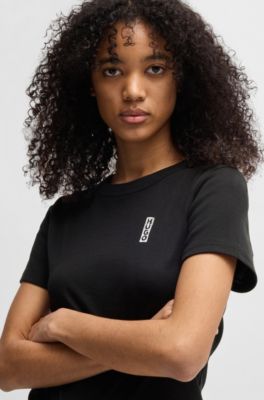 Pure-cotton T-shirt with marker-inspired logo, Black