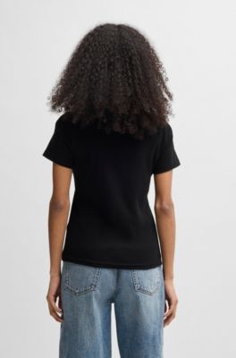 Pure-cotton T-shirt with marker-inspired logo, Black