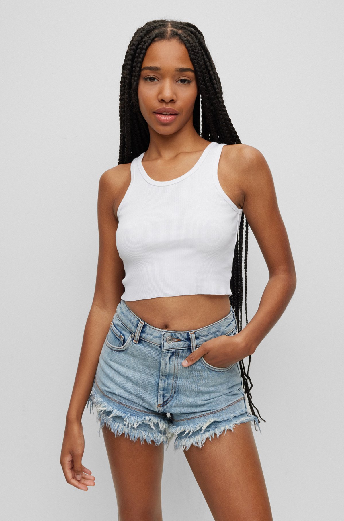 tank HUGO top Cropped - cotton in stretch slim-fit