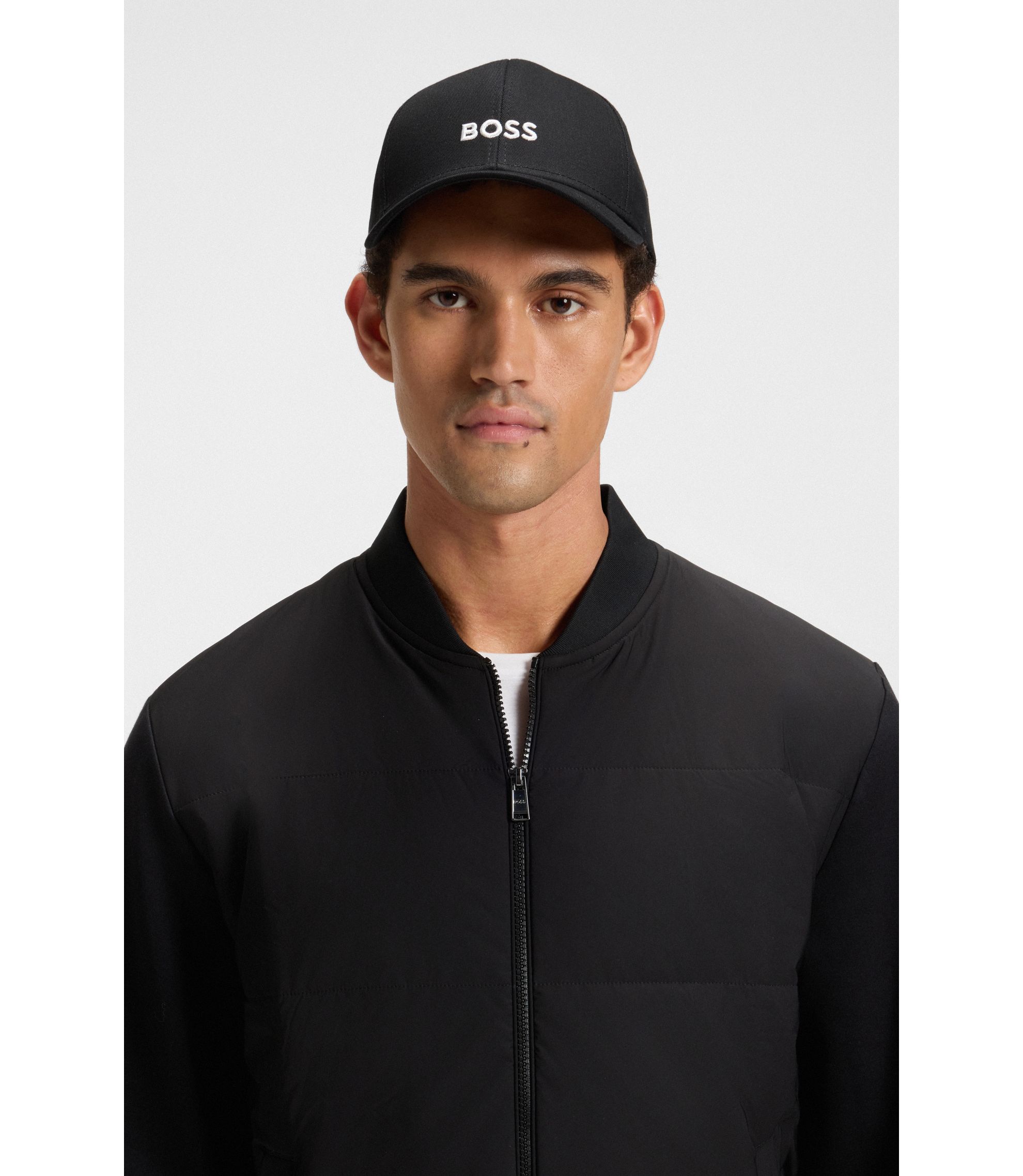 BOSS - Cotton-twill cap with embroidered logo - Black