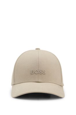 Cotton-twill cap with embroidered logo, Khaki