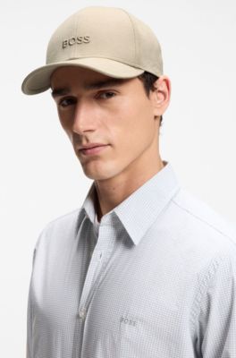 Cotton-twill cap with embroidered logo, Khaki