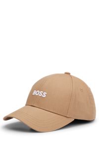 Cotton-twill six-panel cap with embroidered logo, Beige
