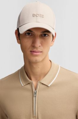 Gorra de sarga de algod&oacute;n con logo bordado, Beige claro