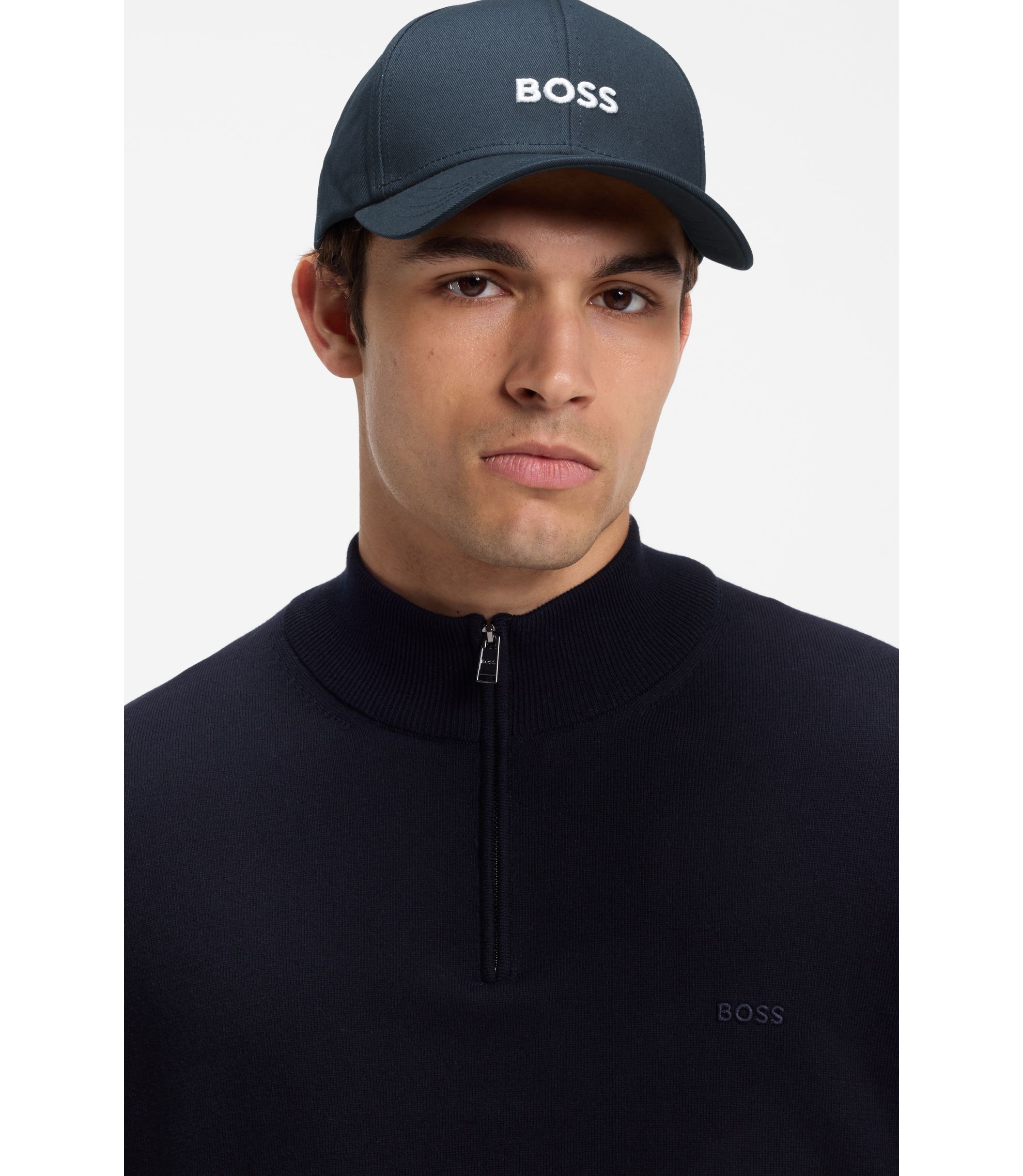 BOSS - Cotton-twill cap with embroidered logo - Dark Blue