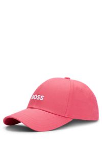 Cotton-twill six-panel cap with embroidered logo, Dark pink