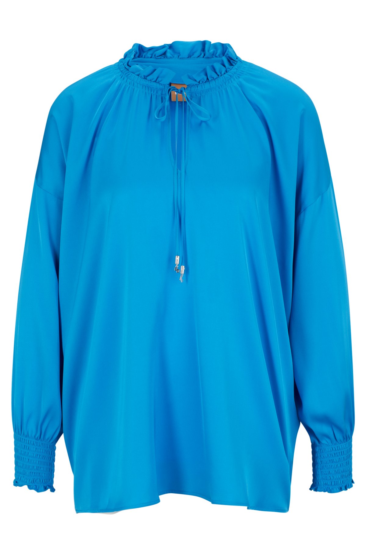 BOSS - Relaxed-fit blouse in stretch silk with tie front