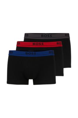 Hugo Boss Three-pack Of Stretch-cotton Trunks With Logo Waistbands In Patterned