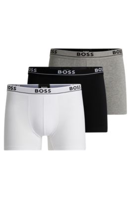 Hugo Boss Three-pack Of Stretch-cotton Boxer Briefs With Logos Men's Underwear And Nightwear Size 2xl In Assorted-pre-pack