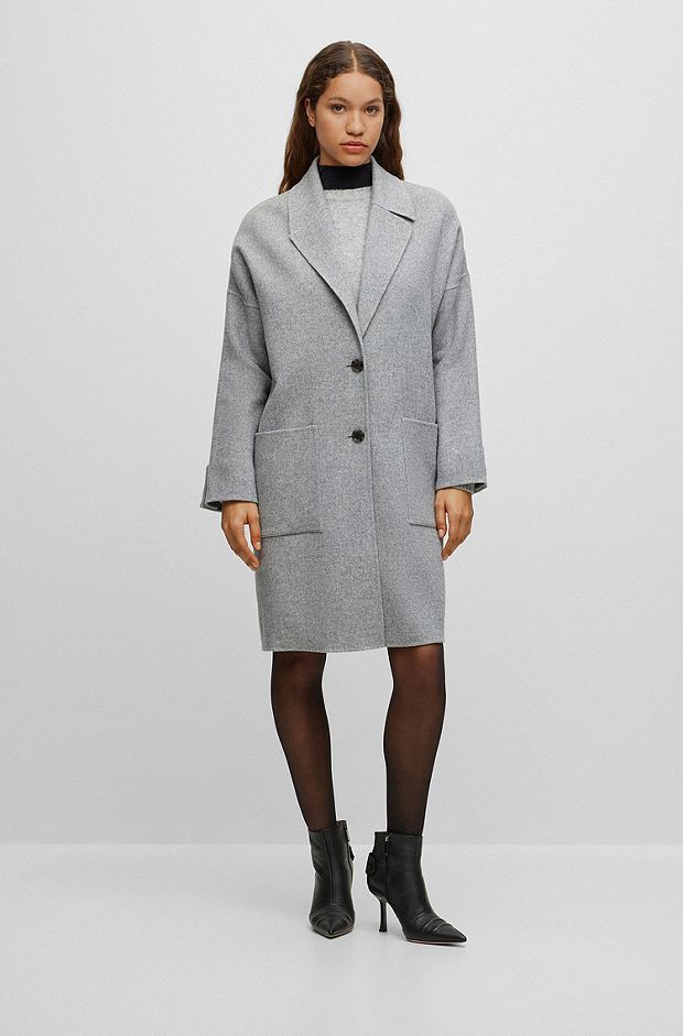 Melange relaxed-fit coat blended with wool, Silver