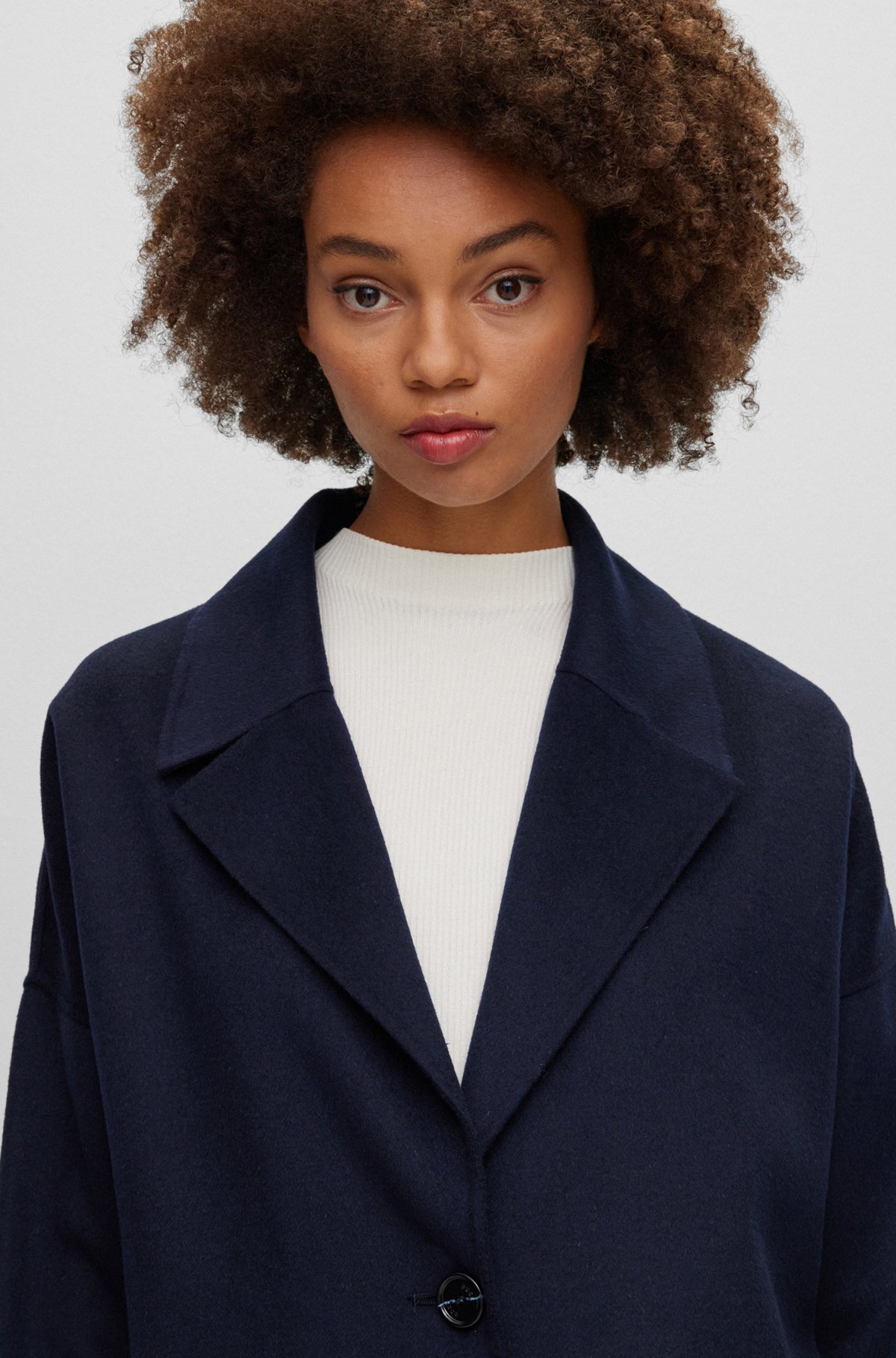 BOSS - Melange relaxed-fit coat blended with wool