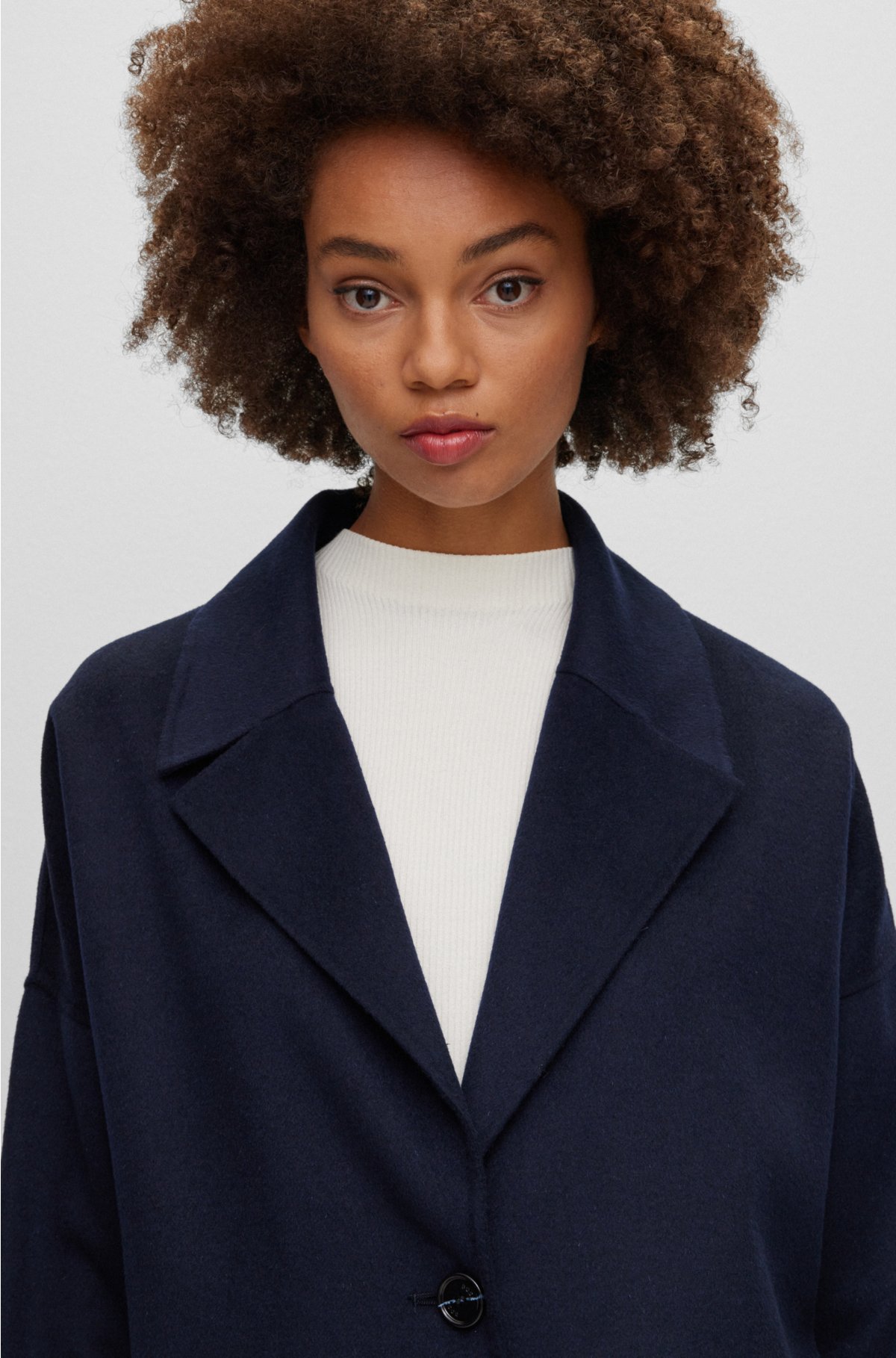 BOSS - Melange coat relaxed-fit wool blended with