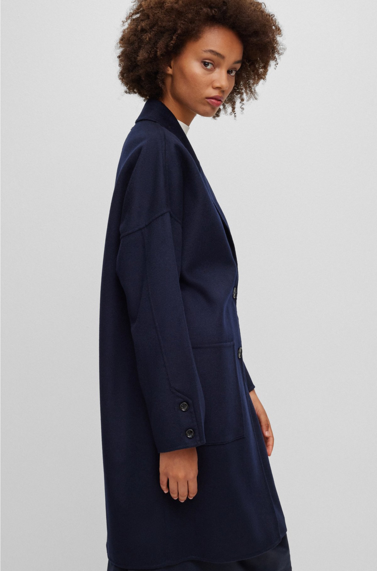 BOSS - Melange relaxed-fit coat with blended wool