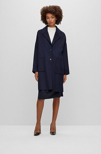 Melange relaxed-fit coat blended with wool, Dark Blue