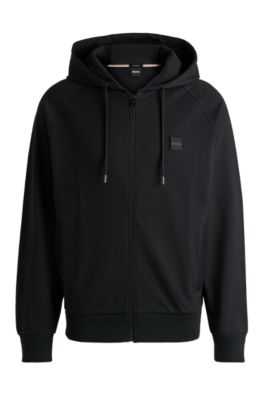 BOSS Zip up hoodie with logo badge Black