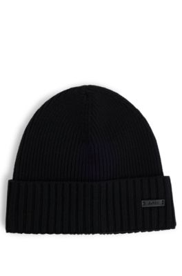 wool BOSS - hat beanie virgin in Ribbed