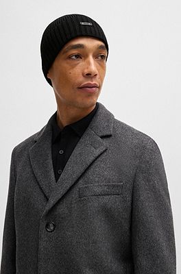 beanie - in BOSS Ribbed virgin wool hat