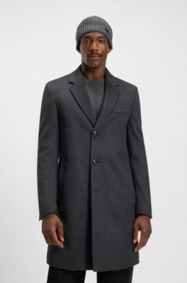 Gorro de punto en lana virgen con placa con logo, Gris