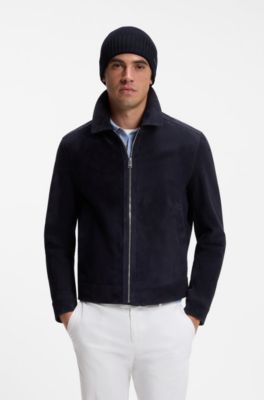 Rib-knit virgin-wool beanie with logo plaque, Dark Blue