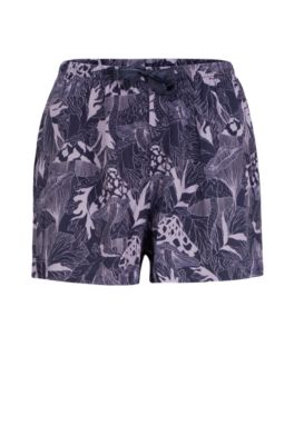 Hugo Satin Pajama Shorts In A Seasonal Print In Light Purple