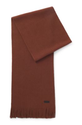 Raschel-knit scarf in virgin wool, Brown