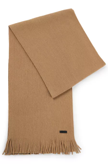 Logo-plaque scarf in virgin wool