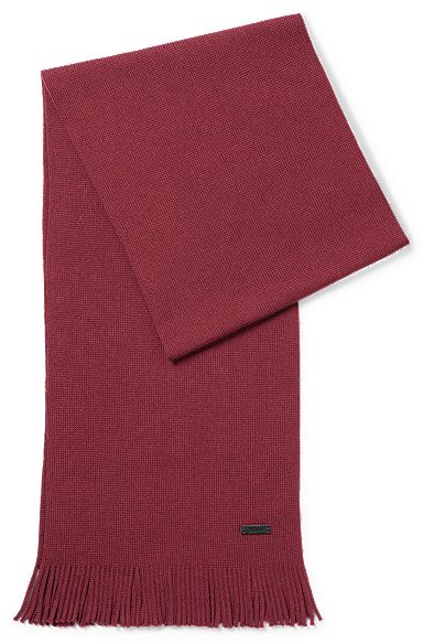 Raschel-knit scarf in virgin wool, Dark Red