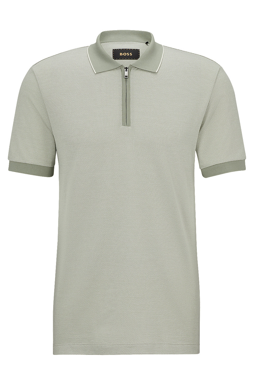 BOSS - Micro-patterned polo shirt in cotton and silk