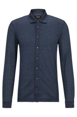 BOSS - Regular-fit jersey shirt in silk and wool