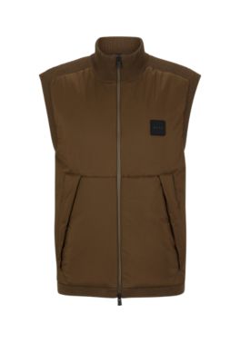 Hugo Boss Regular-fit Gilet With Logo Patch In Light Green