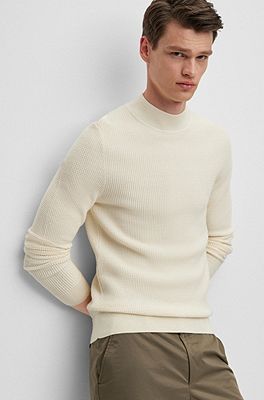 BOSS - Mock-neck sweater in a wool blend