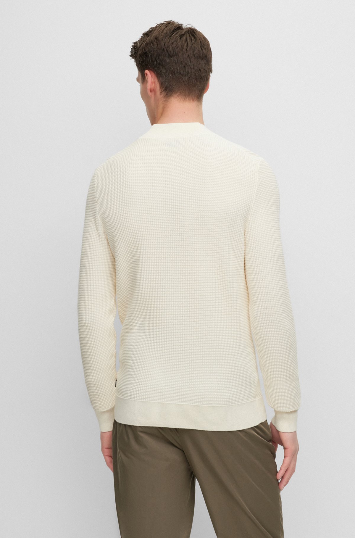 BOSS - Mock-neck sweater in virgin wool and cotton