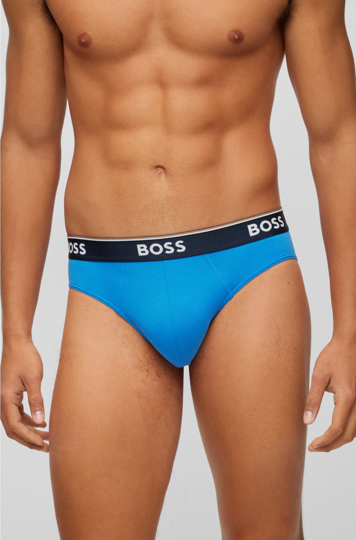 BOSS - Three-pack of briefs logo-waistband in cotton stretch